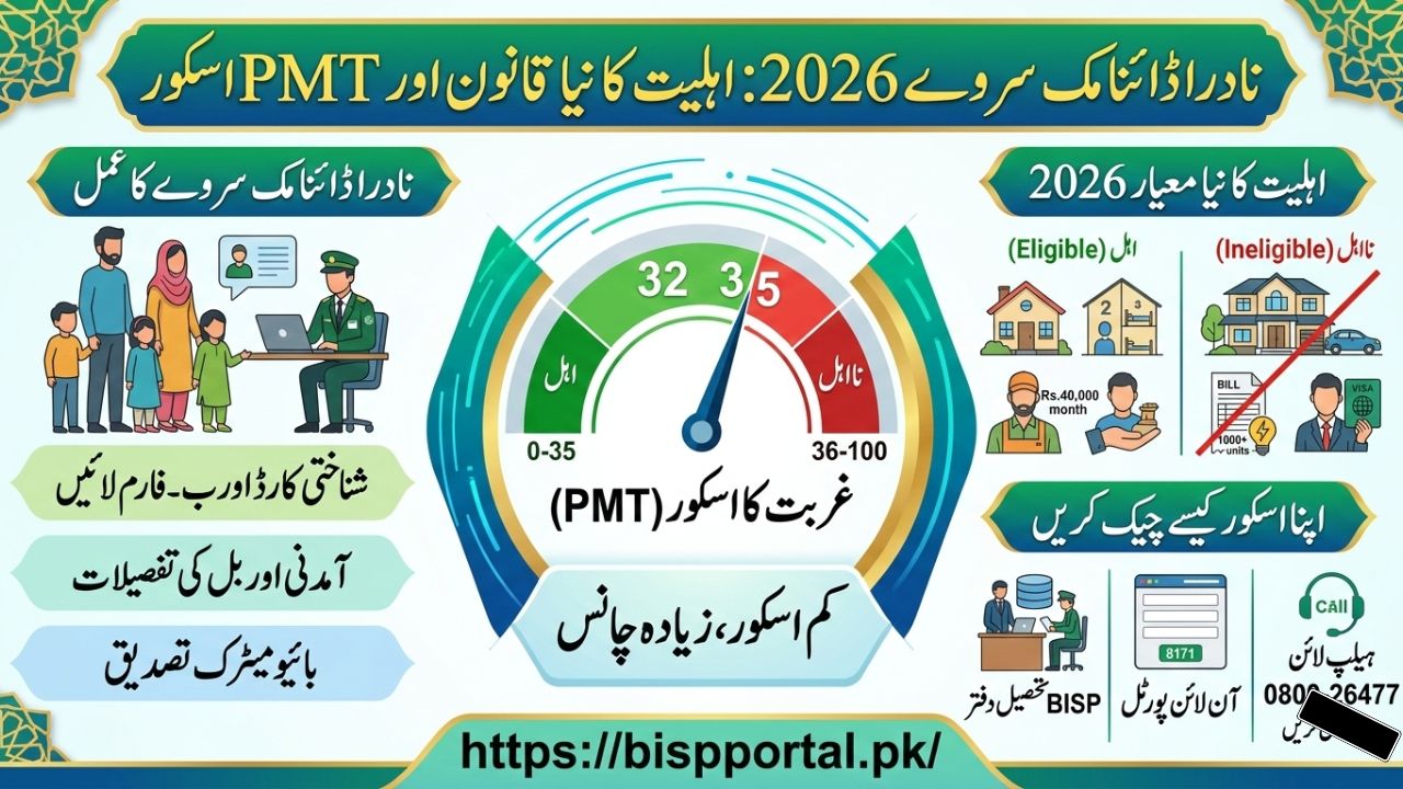نادرا-ڈائنامک-سروے-2026-BISP-اہلیت-کا-نیا-معیار-اور-PMT-اسکور-چیک-کرنے-کا-طریقہ
