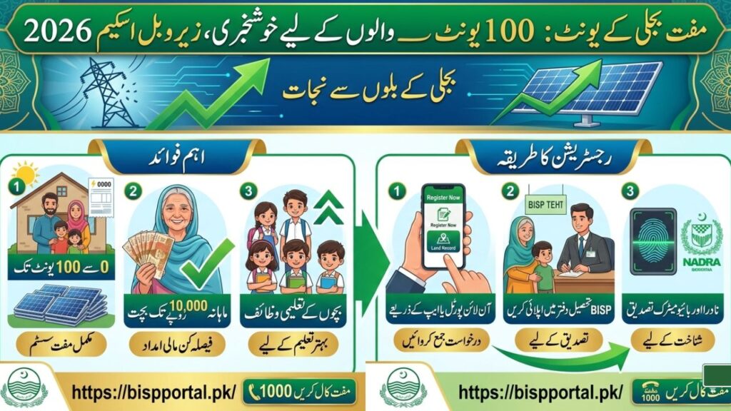 مفت بجلی کے یونٹ 100 یونٹ والوں کے لیے بڑی خوشخبری، زیرو بل اسکیم 2026