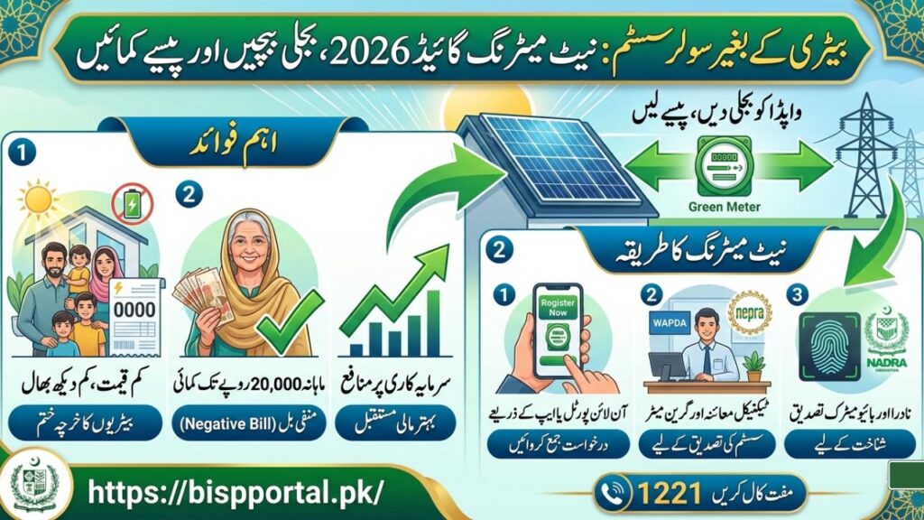 نیٹ میٹرنگ (Net Metering) گائیڈ 2026 بجلی بچائیں نہیں، حکومت کو بیچیں اور پیسے کمائیں!